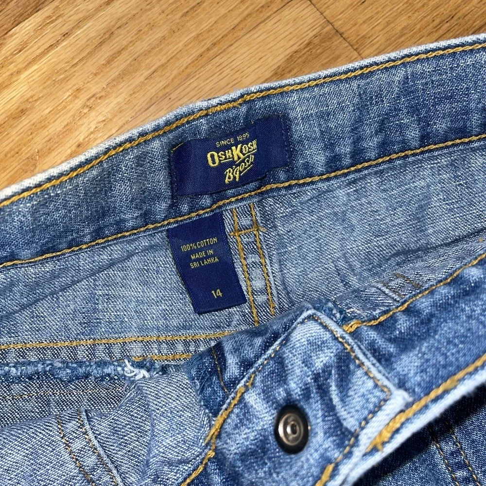 OshKosh Bgosh Girls Blue Jeans Size 14 Boot Cut Medium Wash Adjustable Waist